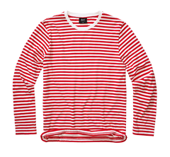 Brandit Herren-Matrosen-Streifen-Langarm-T-Shirt, rot-weiß