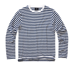 Brandit Herren-Matrosen-Streifen-Langarm-T-Shirt, blau-weiß