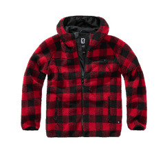 Brandit Teddyfleece Worker fleece-kapuzenjacke, rot/schwarz