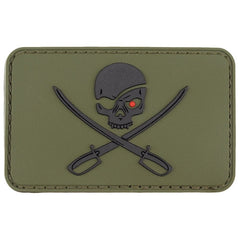 MFH 3D-Klettabzeichen Totenkopf mit Schwertern, oliv