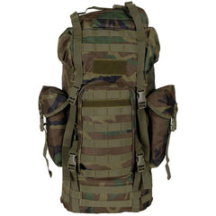 MFH MOLLE 65L Rucksack, aluminiumstange, woodland