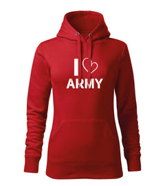 DRAGOWA Damen i love army Kapuzenpullover 320 g/m², rot