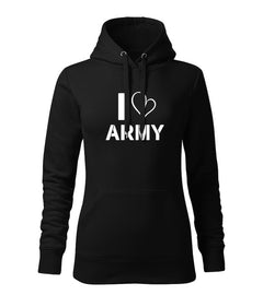 DRAGOWA Damen i love army Kapuzenpullover 320 g/m², schwarz