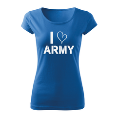 DRAGOWA Damen-Kurzarm-T-Shirt I love army 150 g/m², blau