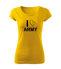 DRAGOWA Damen-T-Shirt I love army 150 g/m², gelb