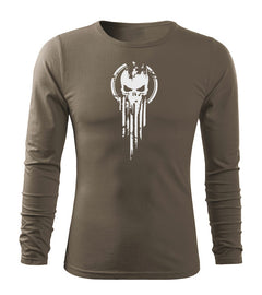 DRAGOWA Fit-T Langarmshirt skull 160 g/m², oliv