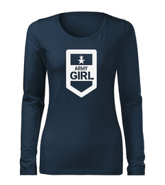 DRAGOWA Slim Damen-Langarmshirt army girl 160 g/m², dunkelblau