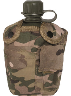 Mil-Tec US poljna steklenica 1l z ALU skledo, multicam