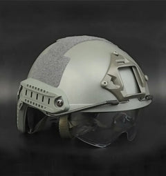 DRAGOWA Tactical Fast MH taktischer Helm mit Brille Charger, grau (ohne Zertifizierung)