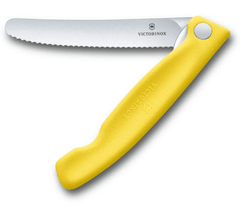 Victorinox Swiss Classic Klappmesser für Obst und Gemüse gezahnte Klinge, gelb