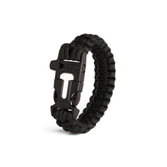 WARAGOD Bazin paracord - armband mit pfeife und feuerstahl, schwarz
