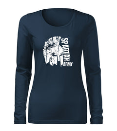 DRAGOWA Slim León Damen-Langarm-T-Shirt 160 g/m², dunkelblau
