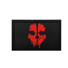 WARAGOD Call of Duty Gestickter Aufnäher Geistermaske, schwarz und rot