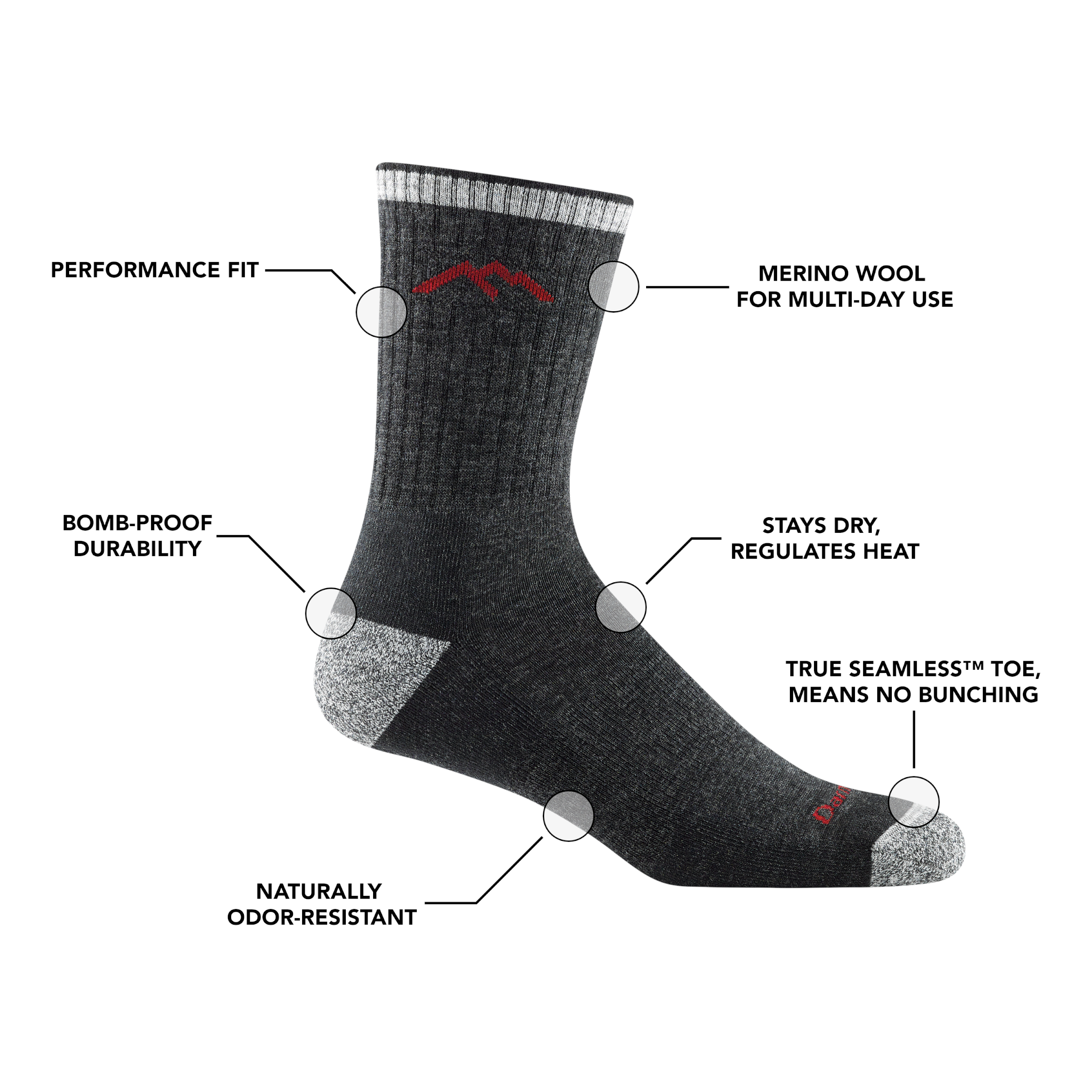 Darn Tough Hiker Micro Crew Wandersocken mit Dämpfung, Walnut
