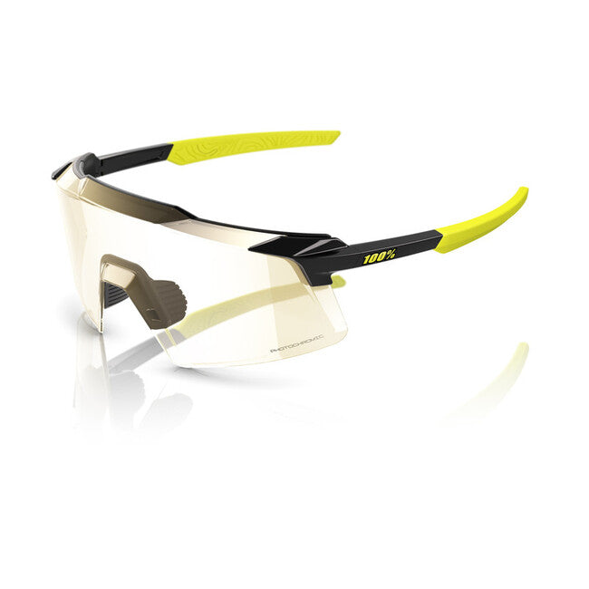 100% Sonnenbrille Aerocraft, Gloss Metallic Black - Gold Mirror Photochromic