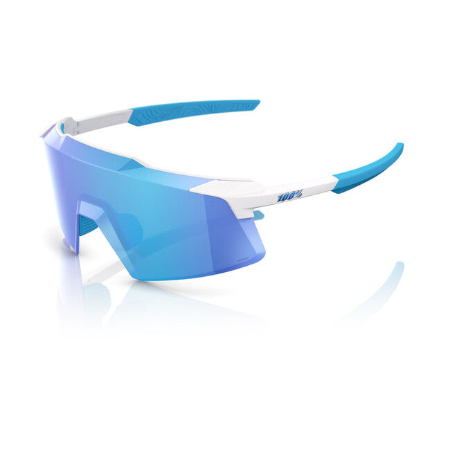 100% Sonnenbrille Aerocraft, Matte White - HiPER Blue Mirror