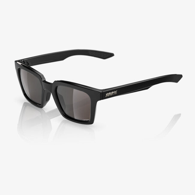100% Sonnenbrille Erba, Polished Black - HiPER Silver Mirror Lens