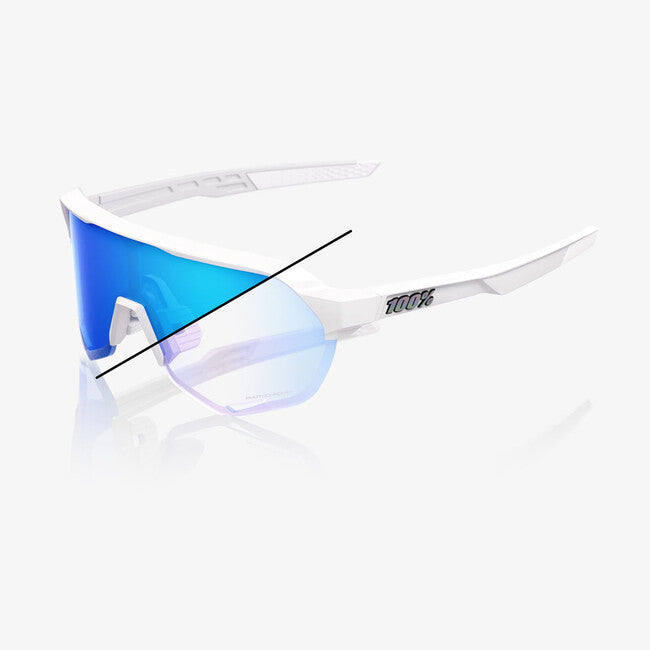 100% Sonnenbrille S2, Bastille LE - Pearl White Glitter - Blue Mirror Photochromic