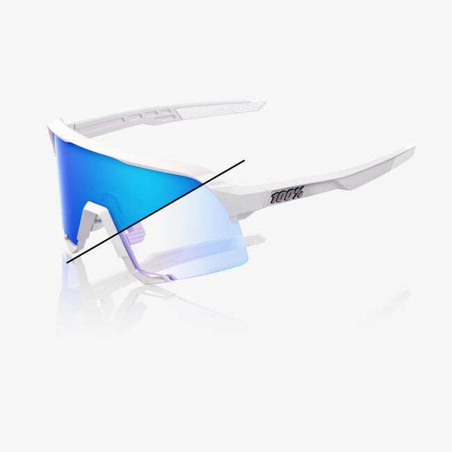 100% Sonnenbrille S3, Bastille LE - Pearl White Glitter - Blue Mirror Photochromic