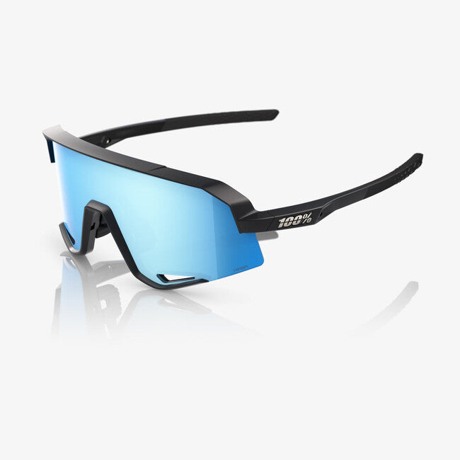 100% Sonnenbrille Slendale, Matte Black - HiPER Blue Multilayer Mirror