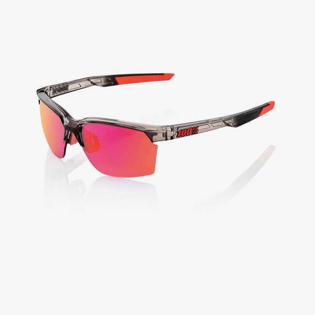 100% Sonnenbrille Sportcoupe- Polished Translucent Crystal Smoke - Purple Multilayer Mirror Lens