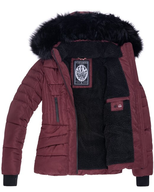 Navahoo Adele damen Winterjacke mit Kapuze, Weinrot