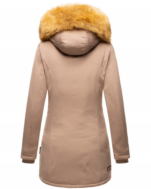 Marikoo Karmaa damen-winterjacke mit kapuze, taupe
