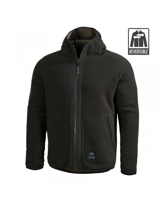 Pentagon Herren- beidseitig Fleece- Jacke Ianos Sherpa, dunkelgrün/schwarz