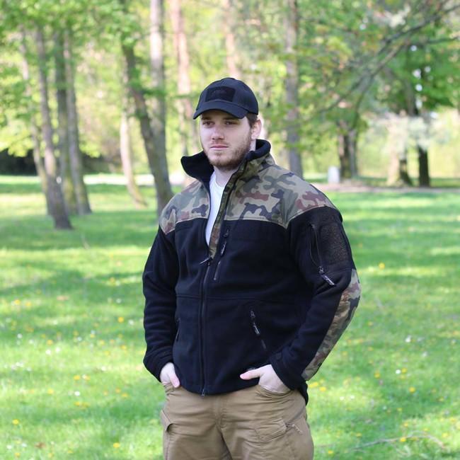 Helikon-Tex Infantry Fleece Jacket, Black Woodland, 330g/m2