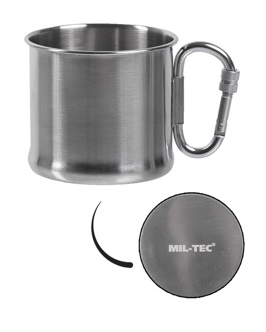 Mil-Tec Becher 500ml Edelstahl mit Karabiner