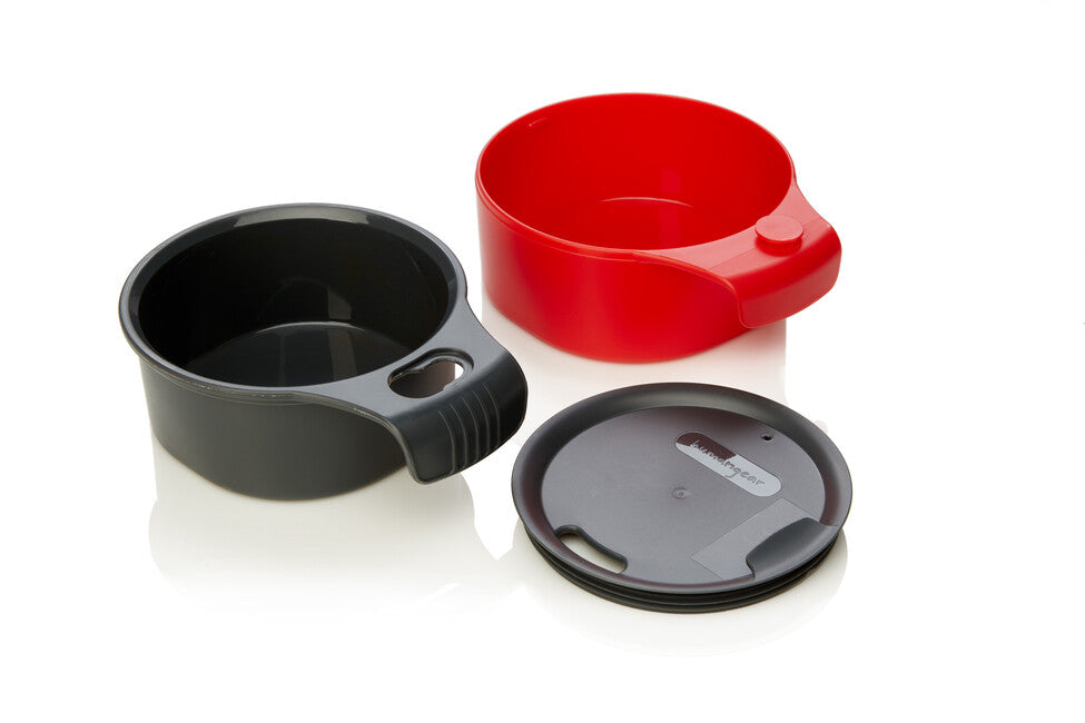 Humangear CupCUP Wanderbecher 2in1 mit integrierter Extratasse und Deckel , kohlrot