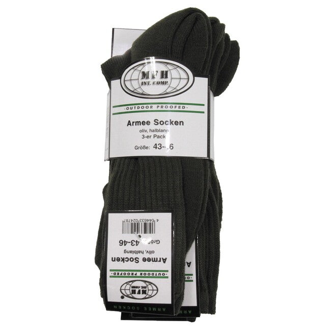 MFH Army socken, od grün halblang 3er Pack