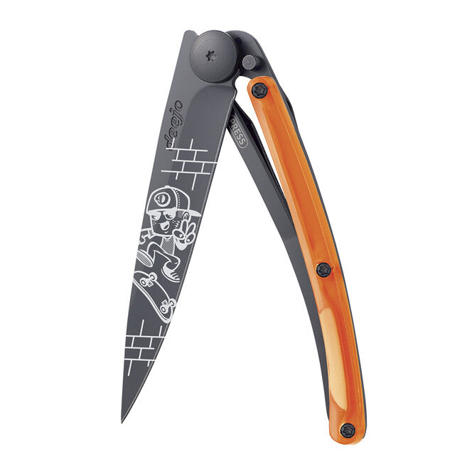 Deejo Street Collection Klappmesser schwarz orange Skate
