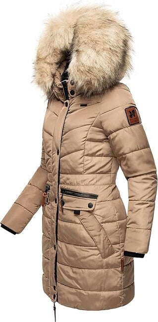 Navahoo Paula damen Winterparka mit Kapuze taupe grau