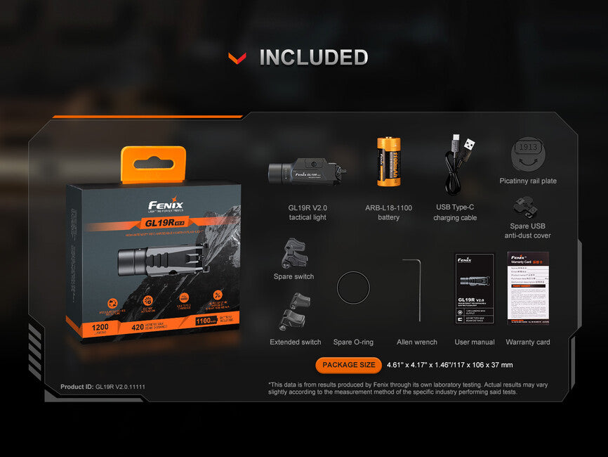 Fenix GL19R V2.0 wiederaufladbare Waffen-taschenlampe