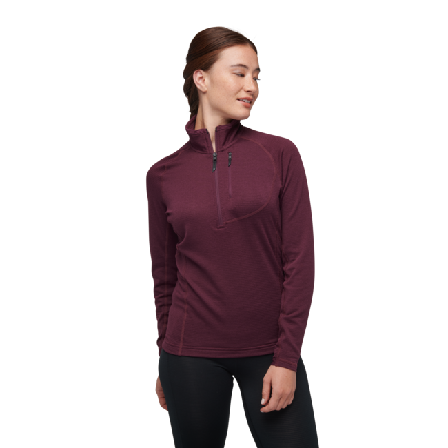 Black Diamond Coefficient LT damen-Langarmshirt mit Reißverschluss, brombeere