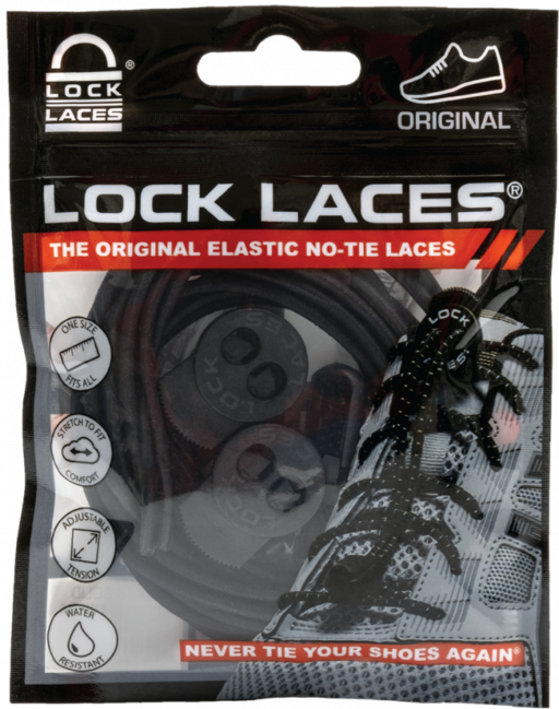 Lock Laces Schnürsenkel, schwarz uni