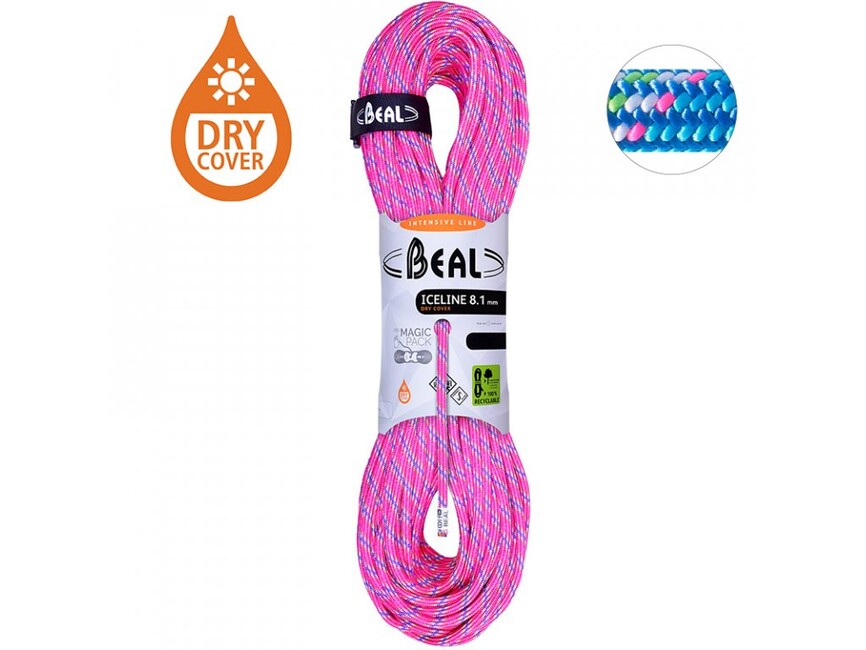 Beal Ice Line halbseil 8,1 mm 2 × 50 m, fuchsia / blau