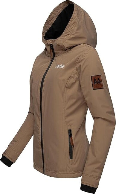 Marikoo Brombeere damen-übergangsjacke mit kapuze, taupe