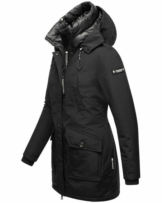 Navahoo Blizzardstorm damen Winterjacke mit Kapuze, schwarz