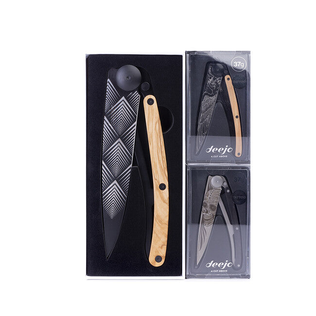 Deejo Giant klappmesser, schwarz