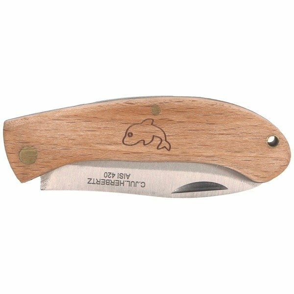 Herbertz Delphin-Motiv taschenmesser 6 cm, buchenholz
