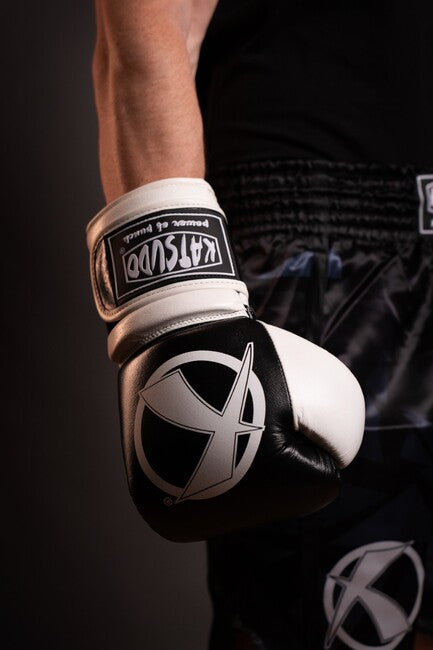 Katsudo Fight Boxhandschuhe, schwarz-weiß