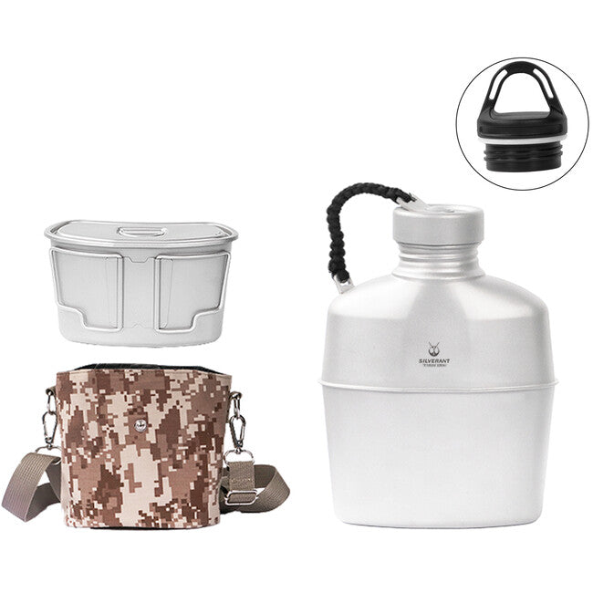 Silverant Titanium Feldflasche mit Mundstück und Verpackung