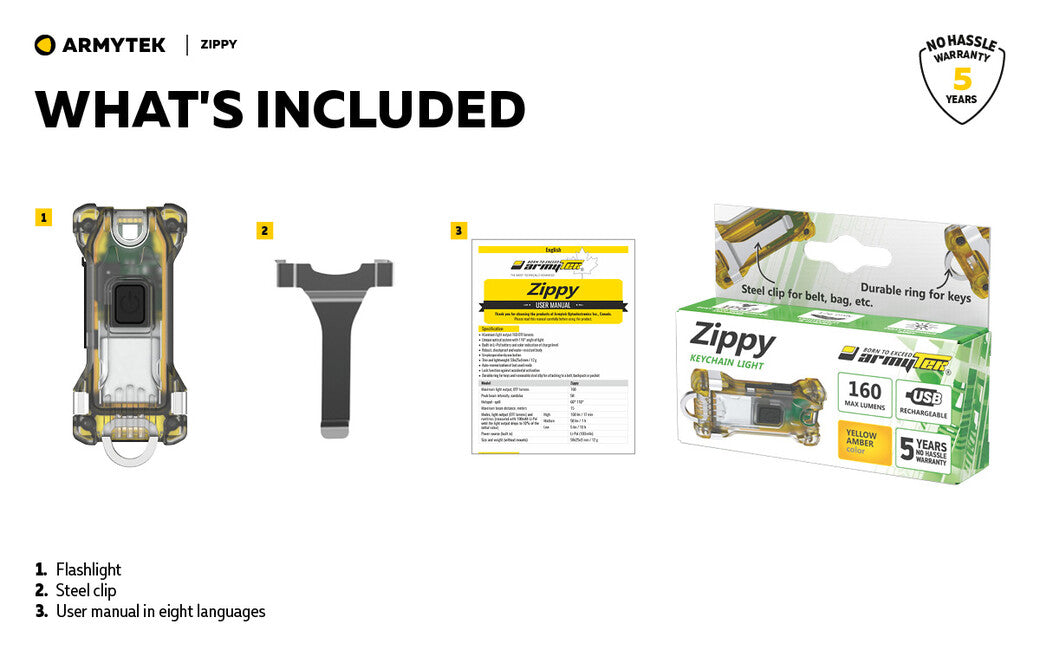 ArmyTek Zippy Led schlüsselanhänger, gelb