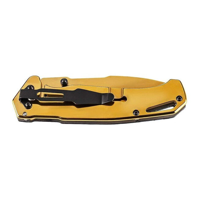 Herbertz Einhand-Fantasie-taschenmesser 8,4cm, Titan, Gold, Skelett-Motiv