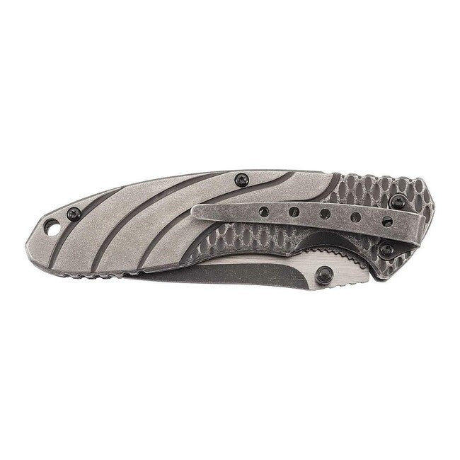 Herbertz Einhandklappmesser 9cm, edelstahl mit wabenmuster, stonewash