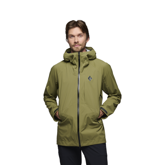 Black Diamond Highline Stretch Shell men's waterproof jacket, crag green