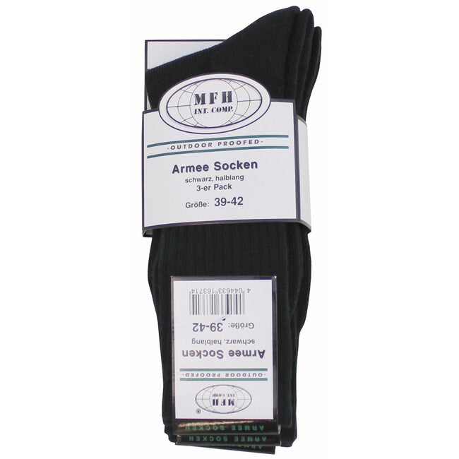 MFH Armadne Socken, schwarz, polodlhe, 3 balenia