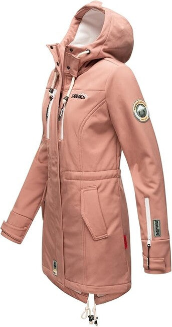Marikoo Zimtzicke damen Winter Softshelljacke mit Kapuze, terracotta